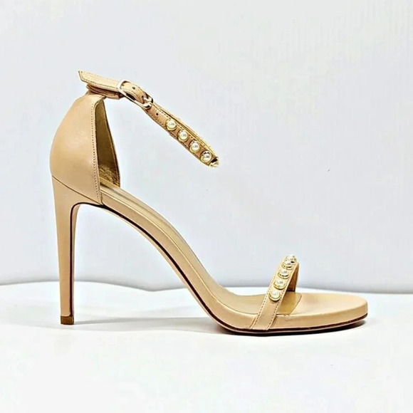 Stuart Weitzman Women's Nudist Pearls Ankle Strap Sandals Size 9 (MSRP $455) - Picture 1 of 12